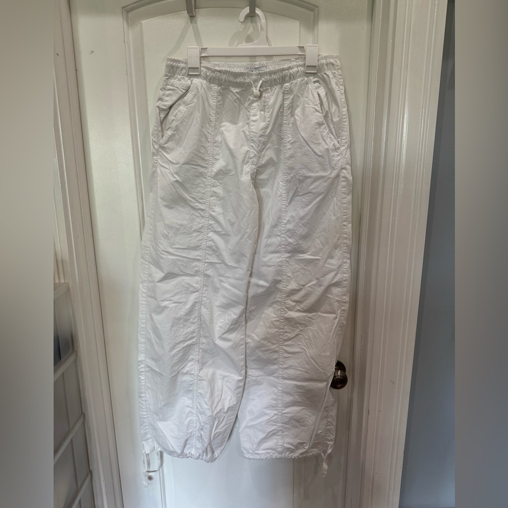 Zara White Drawstring Pants (parachute pants)